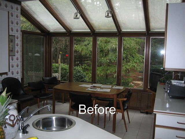 Before Whole House Remodel - Breakfast Area & Screen Porch